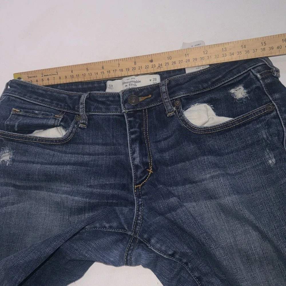 Abercrombie Distressed Y2K Preppy Blue The A & F Skinny Jeans Women Size 28 | 6R